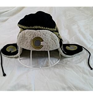 Robin Ruth Colorado Centennial Trapper Hat/Knit Cap Black & Gold